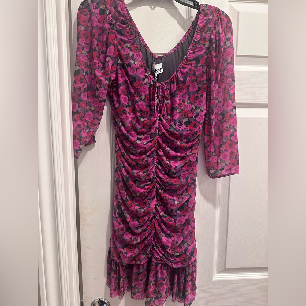 brand new ganni fiji flower dress with tags attached